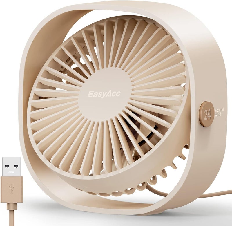 EasyAcc USB Small Desk Fan, Slumber Pod Fan [360°Rotatable &Powerful] 3 Speeds Portable Personal Table Travel Fan for Desk Cruise Ship Dorm Bedroom Office (No Battery) - Image 1